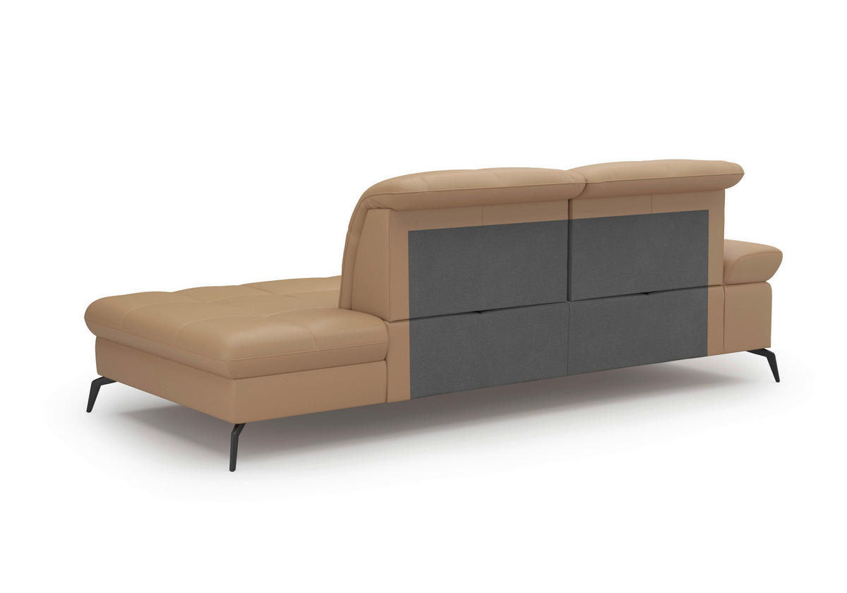 RÉCAMIERE in Vliesstoff Kombination Echtleder/Stoff Cappuccino  - Schwarz/Cappuccino, Konventionell, Leder/Textil (231/90/122cm) - Sit & More