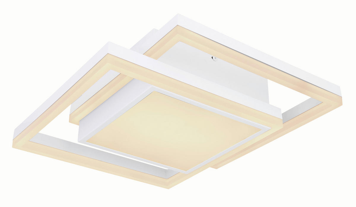 LED-TAKLAMPA 22 W 41,5/41,5/10,5 cm  - vit/opal, Basics, metall/plast (41,5/41,5/10,5cm) - Globo