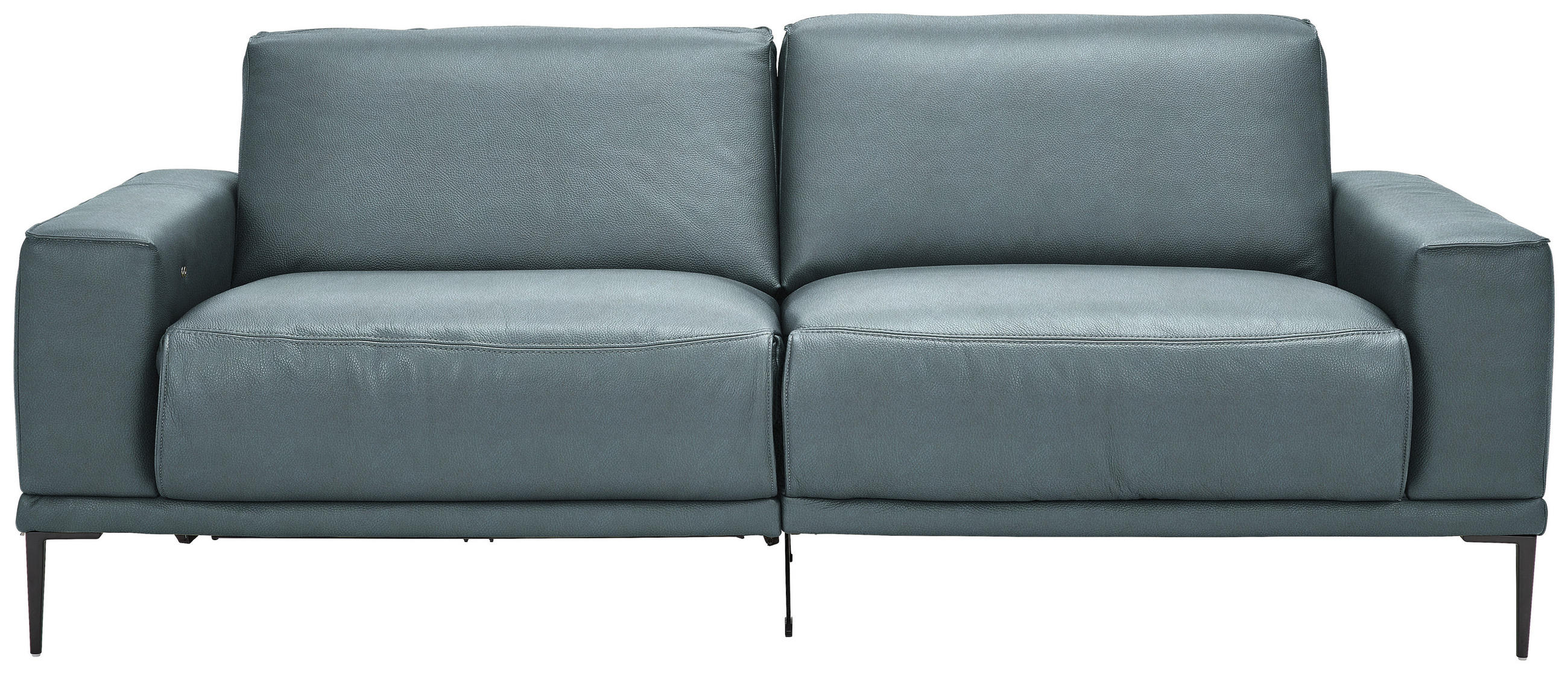 2,5-SITZER in Leder Blau  - Blau/Schwarz, Design, Leder/Metall (200/102/92cm) - Johann Jakob