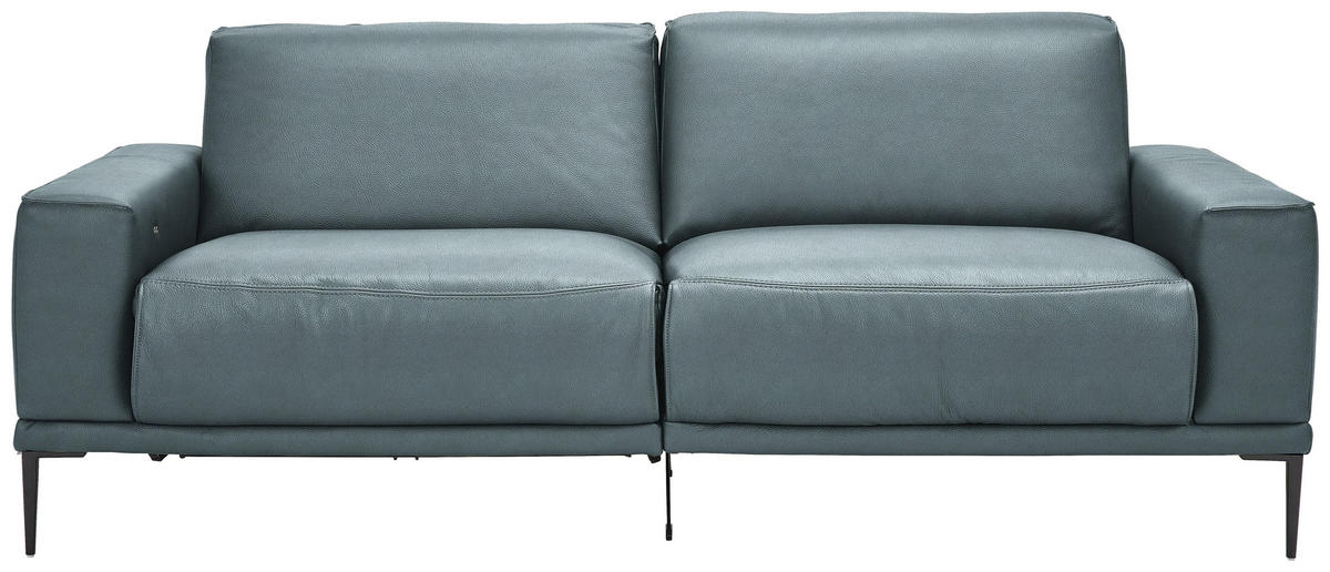 2,5-SITZER in Echtleder Blau  - Blau/Schwarz, Design, Leder/Metall (200/102/92cm) - Johann Jakob