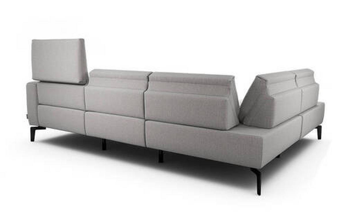 ECKSOFA in Chenille Hellgrau  193/256 cm  - Hellgrau/Schwarz, Design, Textil/Metall (193/256cm) - SENSOO