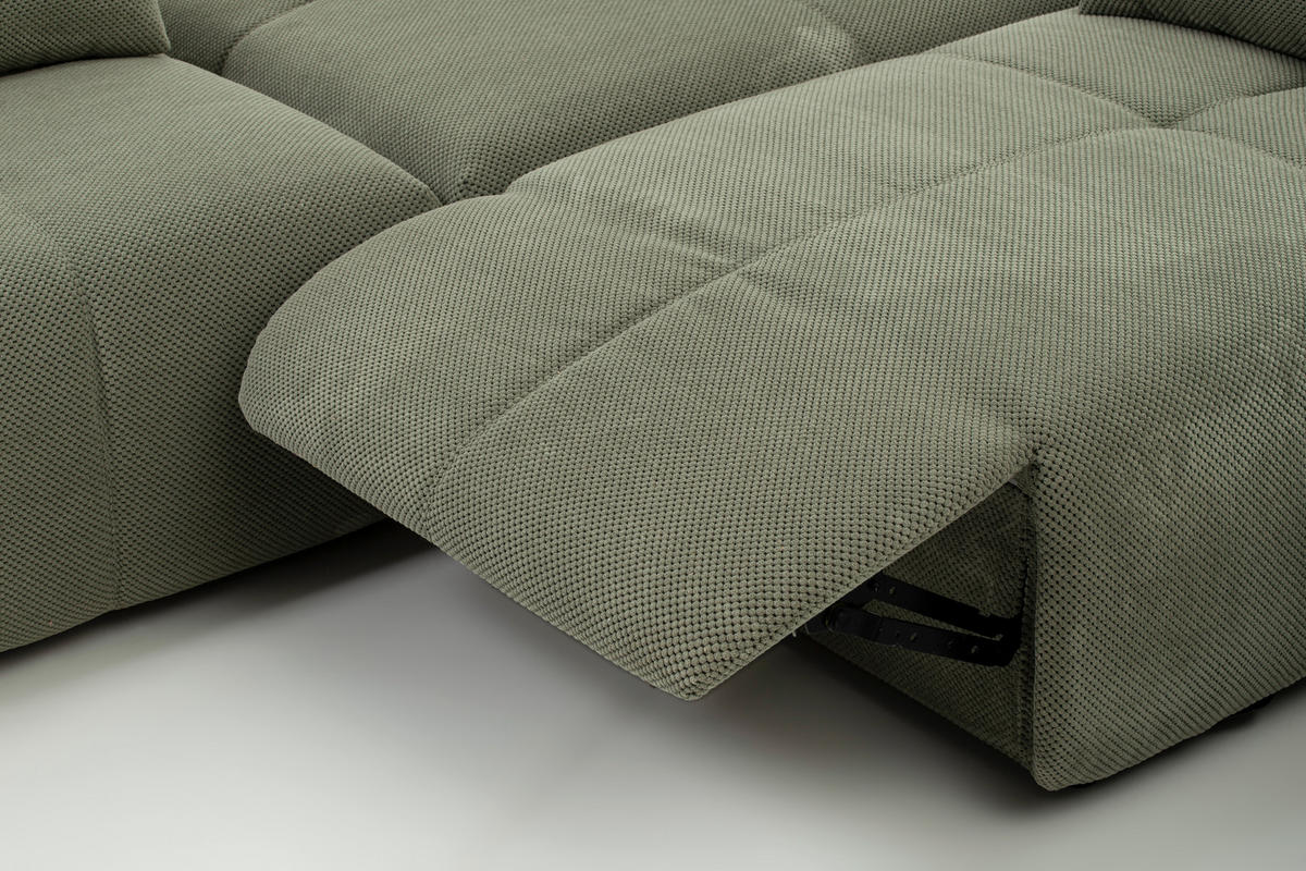 ECKSOFA in Velours Olivgrün  - Schwarz/Olivgrün, Design, Kunststoff/Textil (236/326cm) - Xora