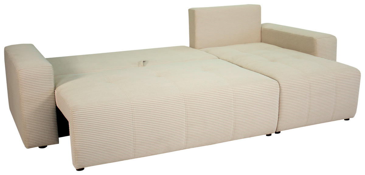 ECKSOFA in Cord Beige  - Beige/Schwarz, Design, Kunststoff/Textil (248/146cm) - MID.YOU