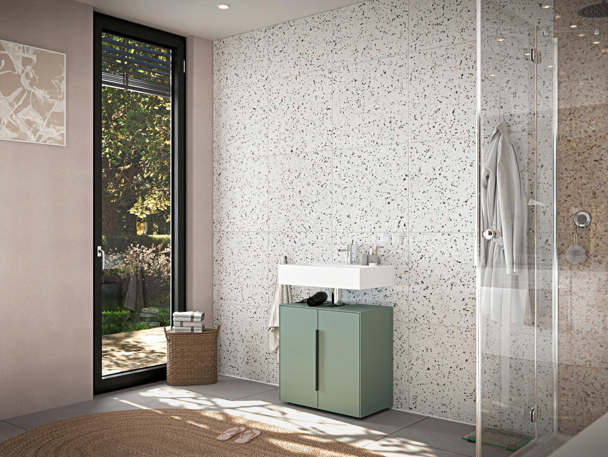 WASCHBECKENUNTERSCHRANK 60/60/33 cm  - Schwarz/Grün, Design, Holzwerkstoff/Kunststoff (60/60/33cm) - home24