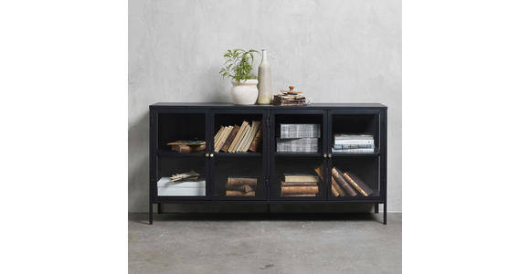 SIDEBOARD Schwarz 170/85/40 cm - Goldfarben/Schwarz, Trend, Glas/Metall (170/85/40cm) - Xora