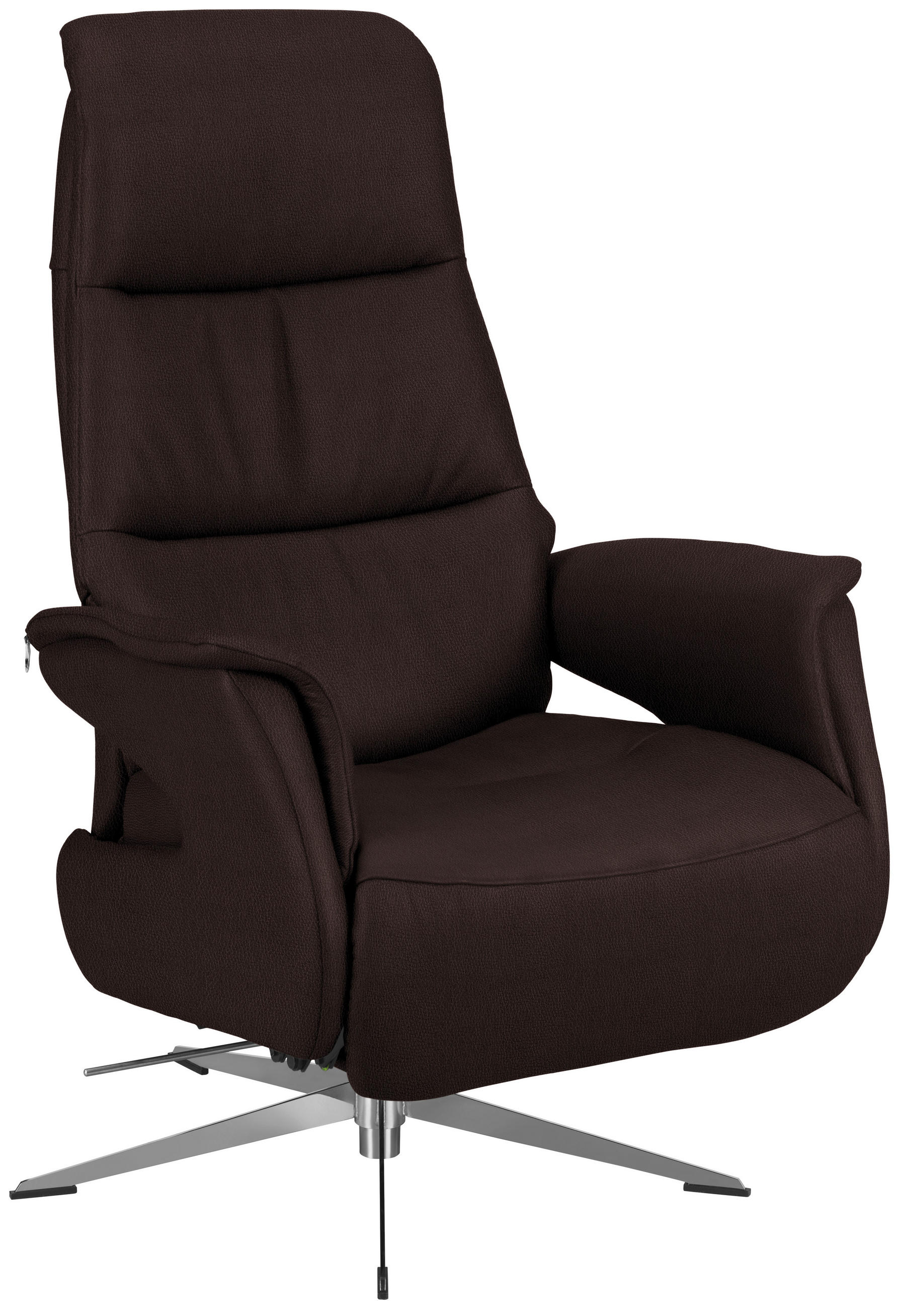 RELAXSESSEL in Leder Dunkelbraun  - Chromfarben/Dunkelbraun, Design, Leder/Metall (74/108/86cm) - Welnova