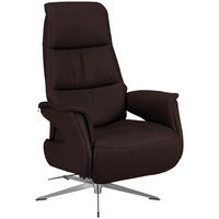 RELAXSESSEL in Leder Dunkelbraun  - Chromfarben/Dunkelbraun, Design, Leder/Metall (74/108/86cm) - Welnova