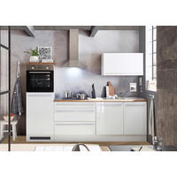 KÜCHENLEERBLOCK 260 cm   in Weiß, Weiß Hochglanz  - Weiß Hochglanz/Eichefarben, Basics, Holzwerkstoff/Kunststoff (260cm) - MID.YOU