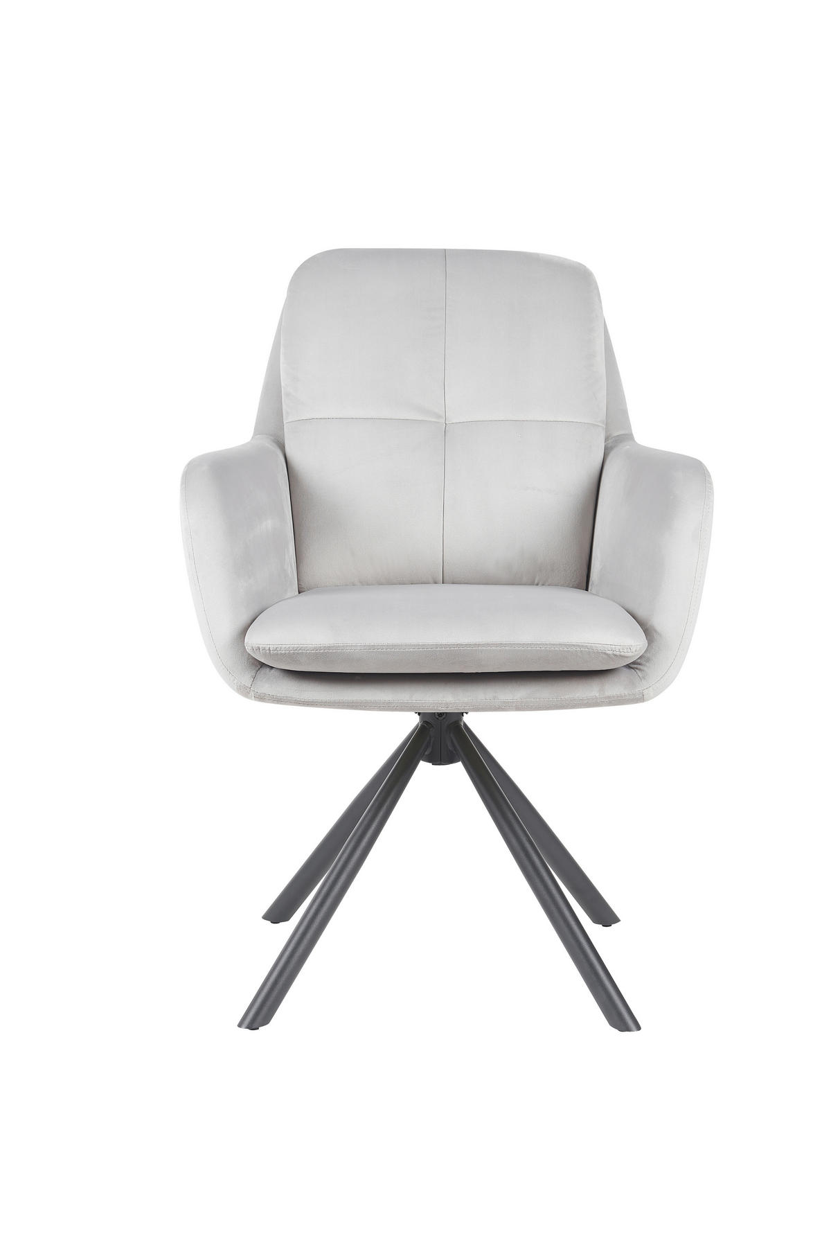 ARMLEHNSTUHL-SET 2 Stück Sitzfläche 360° drehbar, inklusive Armlehnen Samt, Velours  - Hellgrau/Schwarz, MODERN, Textil/Metall (63/89/70cm) - MID.YOU