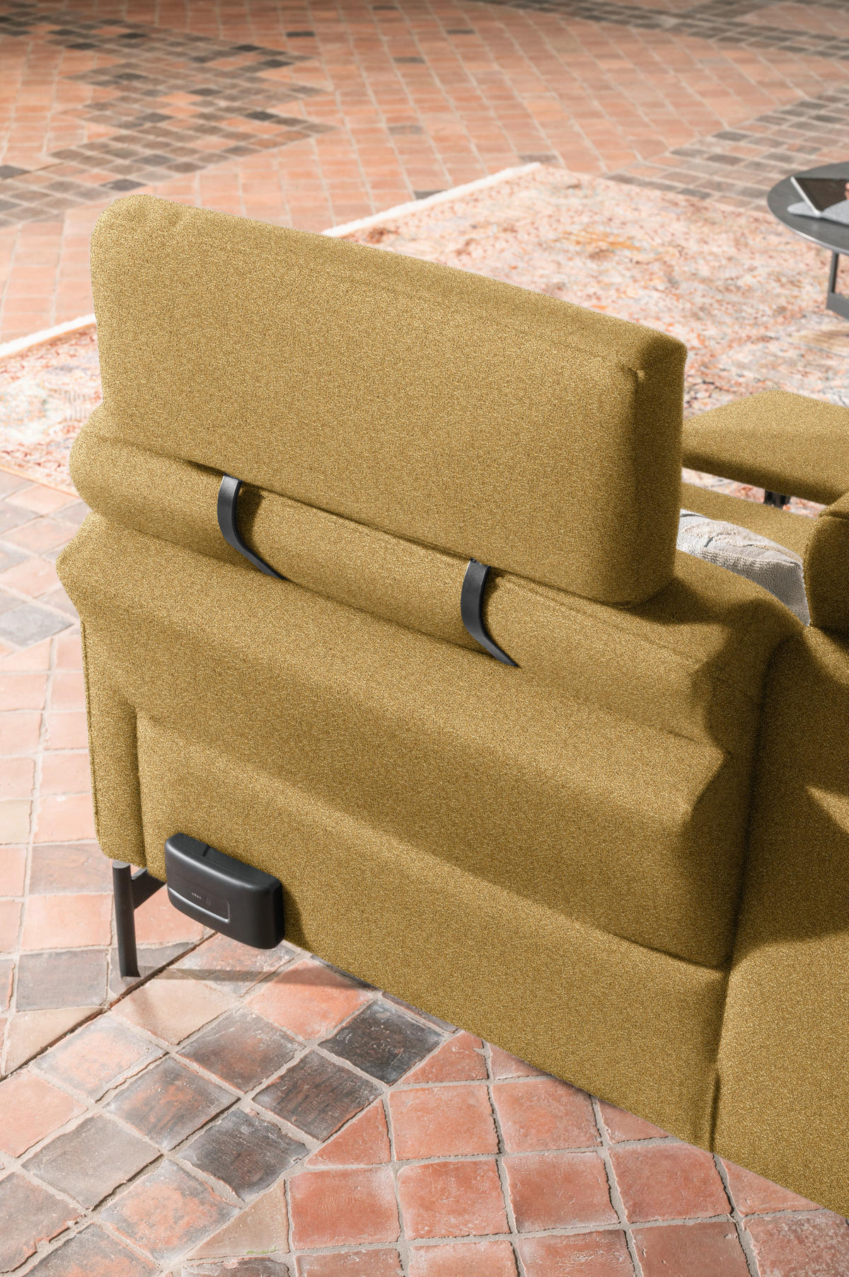 ECKSOFA in Flachgewebe, Struktur Gelb, Grün  - Anthrazit/Gelb, Design, Textil/Metall (230/254cm) - Johann Jakob