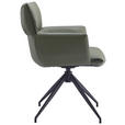 ARMLEHNSTUHL  Lederauswahl, Sitzfläche 360° drehbar, automatische Rückholfunktion  Echtleder  - Schwarz/Olivgrün, Design, Leder/Metall (64/86/63cm) - Dieter Knoll