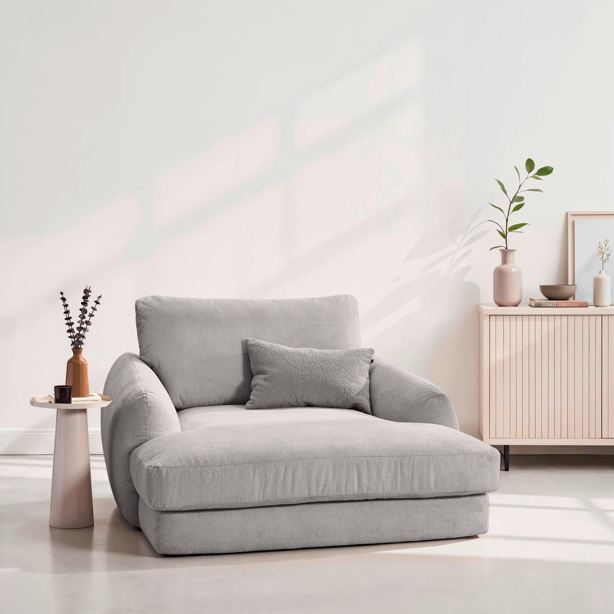 XXL-SESSEL - Hellgrau/Schwarz, KONVENTIONELL, Kunststoff/Textil (132/81/158cm) - Carryhome