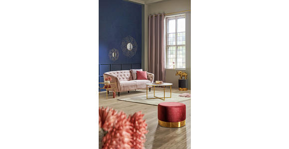 CHESTERFIELD-SOFA in Samt Rosa  - Schwarz/Rosa, Trend, Holz/Textil (191/78/84cm) - Ambia Home