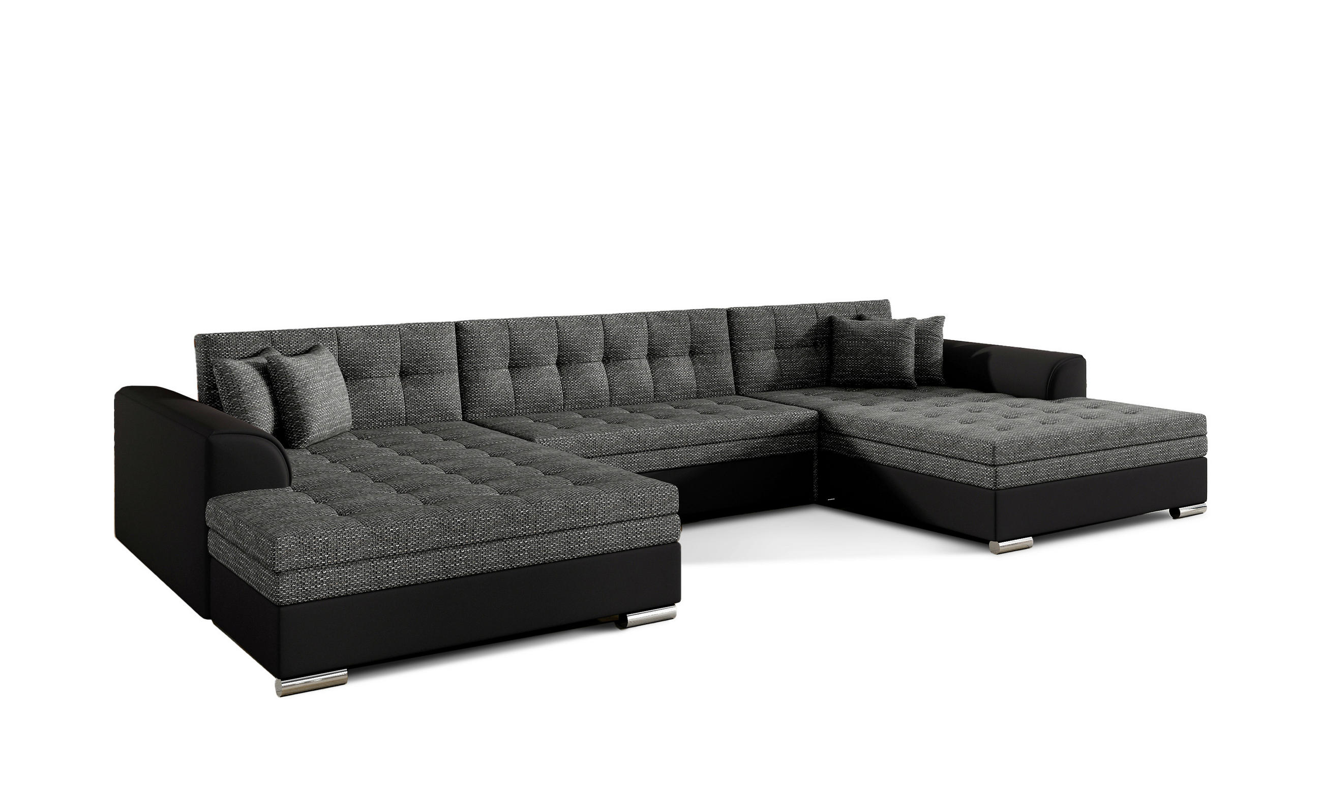 WOHNLANDSCHAFT in Webstoff Anthrazit, Schwarz  - Chromfarben/Anthrazit, Design, Kunststoff/Textil (165/359/165cm) - MID.YOU
