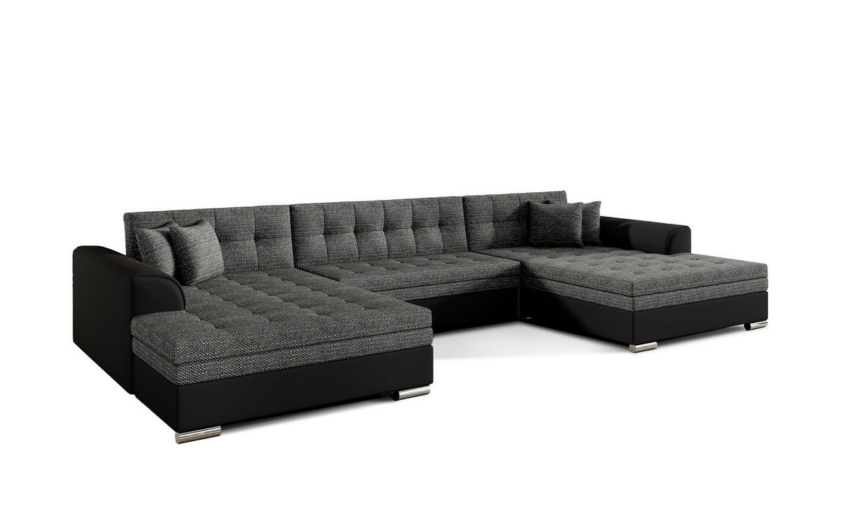 WOHNLANDSCHAFT Anthrazit, Schwarz Webstoff  - Chromfarben/Anthrazit, Design, Kunststoff/Textil (165/359/165cm) - MID.YOU