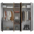KLEIDERSCHRANK  in Graphitfarben, Eichefarben  - Eichefarben/Schwarz, KONVENTIONELL, Holzwerkstoff/Kunststoff (249/210/53cm) - Carryhome