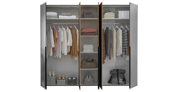 KLEIDERSCHRANK in Graphitfarben, Eichefarben - Eichefarben/Schwarz, KONVENTIONELL, Holzwerkstoff/Kunststoff (249/210/53cm) - Carryhome
