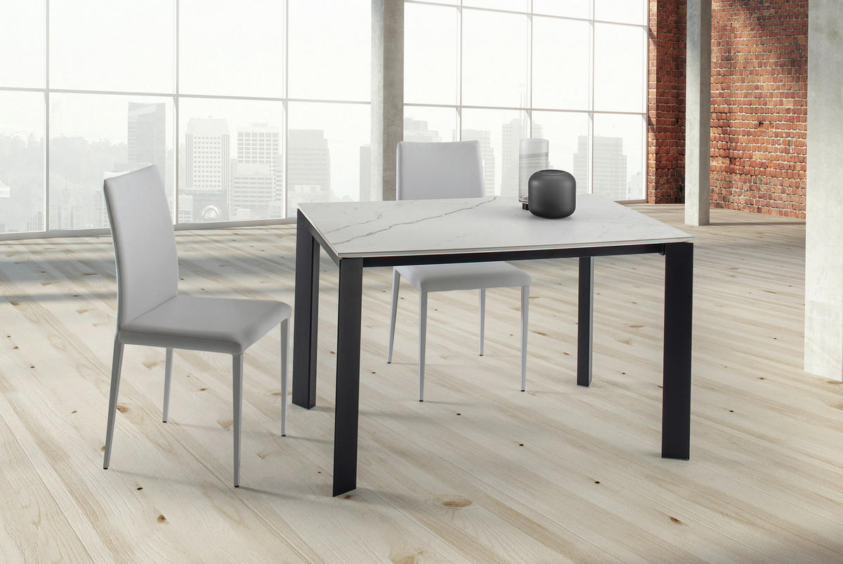 ESSTISCH Schwarz, Weiß rechteckig  ausziehbar, in verschiedenen Größen erhältlich  - Schwarz/Weiß, Design, Keramik/Metall (120-180/80/75cm) - home24