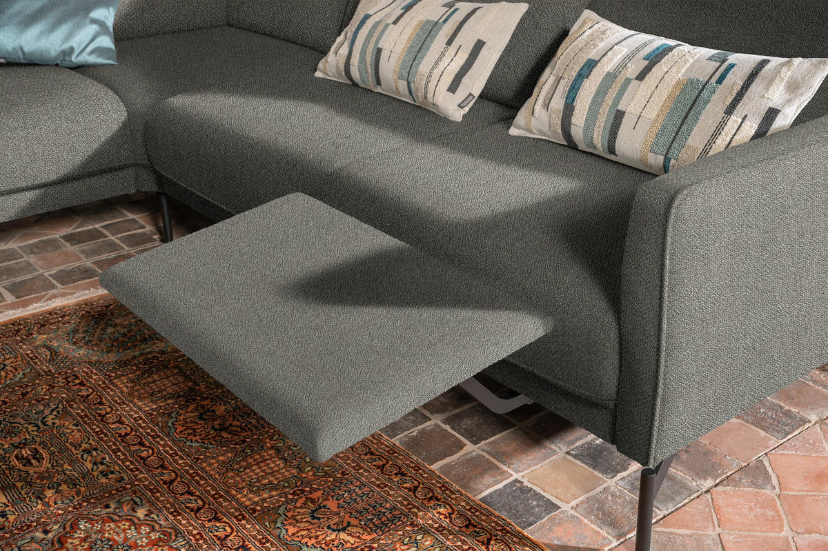 ECKSOFA in Flachgewebe Graubraun  - Anthrazit/Graubraun, Design, Textil/Metall (230/254cm) - Johann Jakob