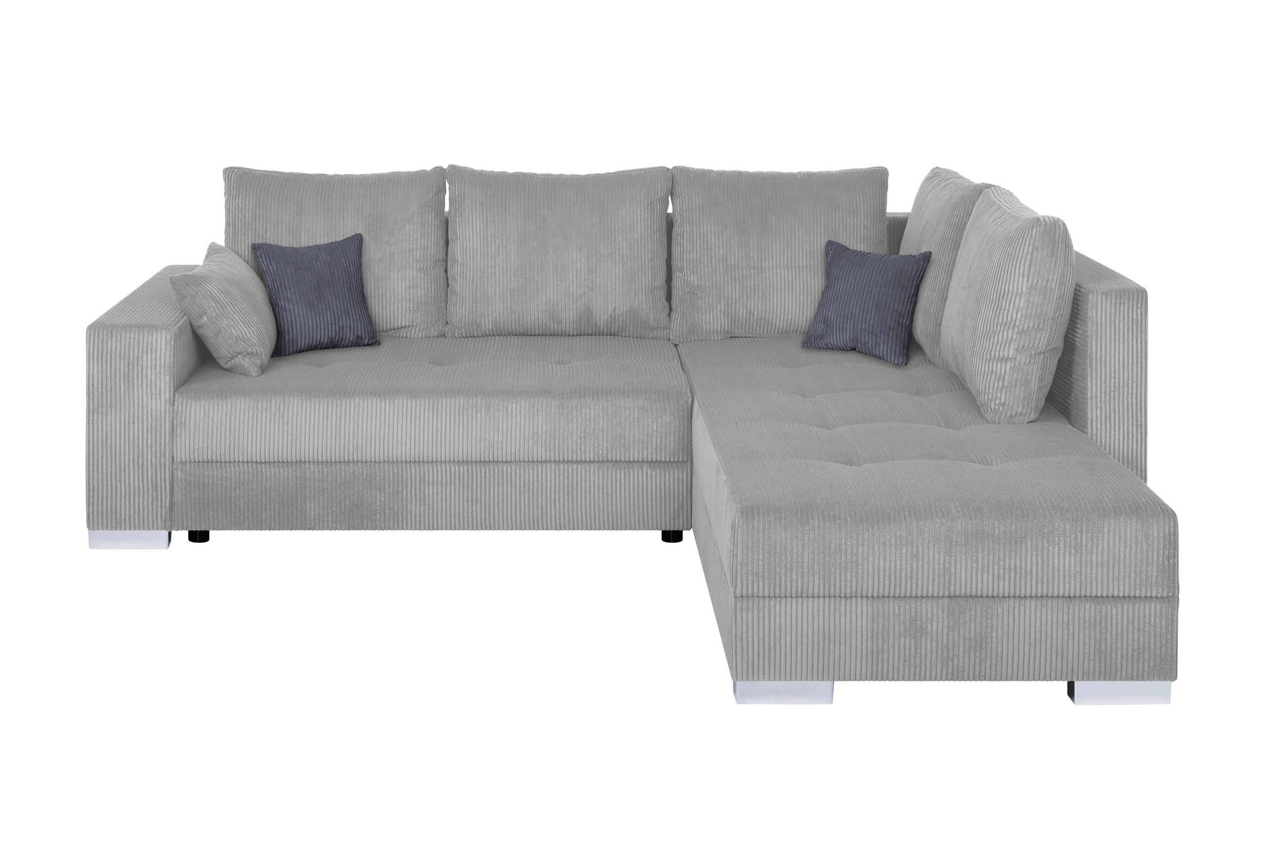Colțar, textil, material pe bază de lemn, taupe - gri închis/culoare crom, Design, plastic/textil (260/218cm) - P & B