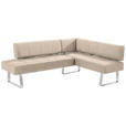 ECKBANK 227/165 cm  in Edelstahlfarben, Beige  - Edelstahlfarben/Beige, Design, Textil/Metall (227/165cm) - Moderano