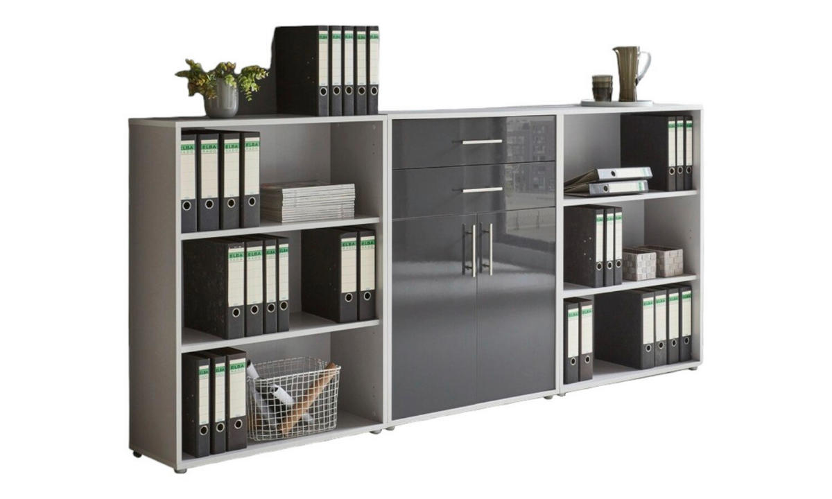 AKTENSCHRANK 253,2/113,6/33 cm  - Anthrazit Hochglanz/Grau, MODERN, Holzwerkstoff (253,2/113,6/33cm) - MID.YOU