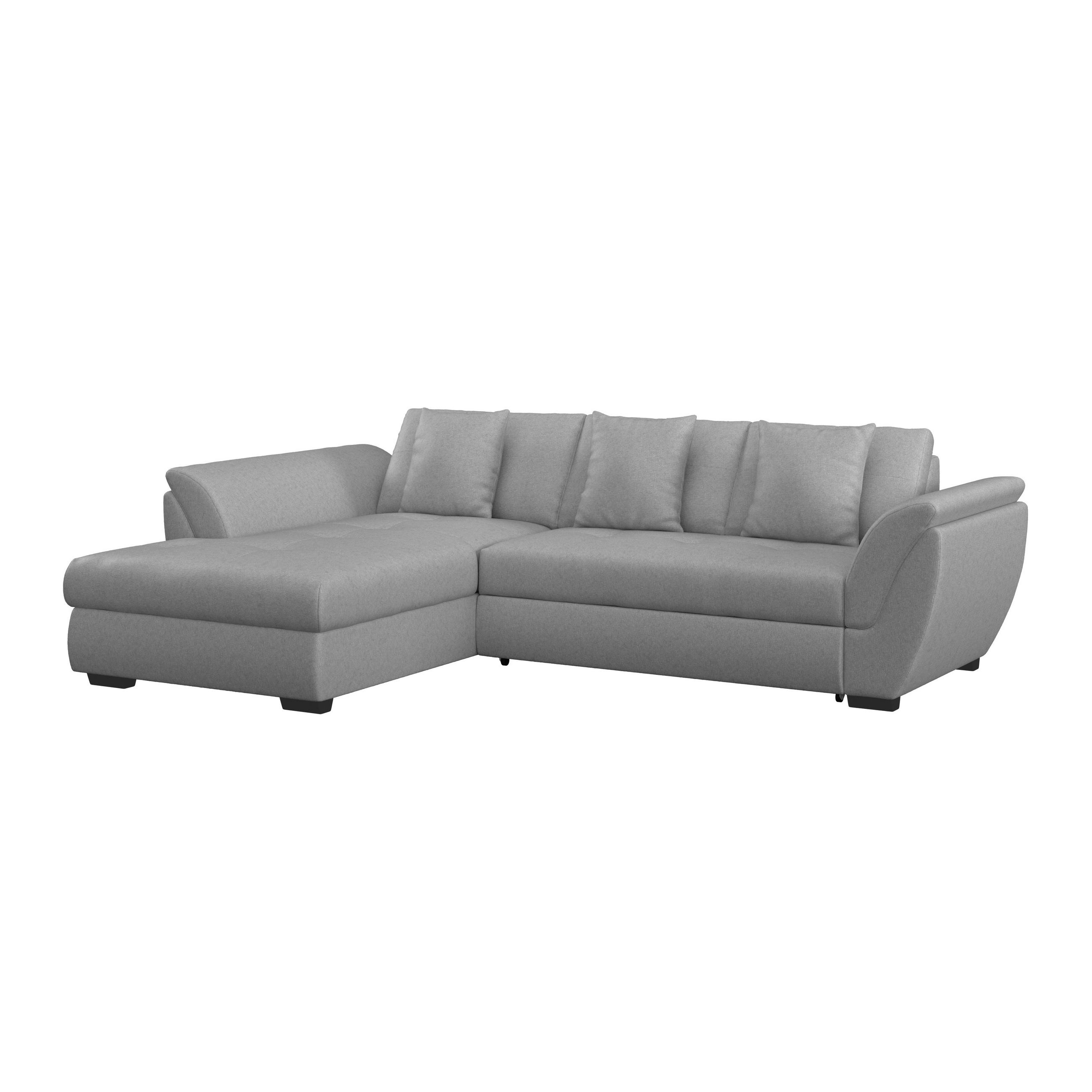 ECKSOFA Grau Webstoff  - Schwarz/Grau, Design, Kunststoff/Textil (187/278cm) - Livetastic