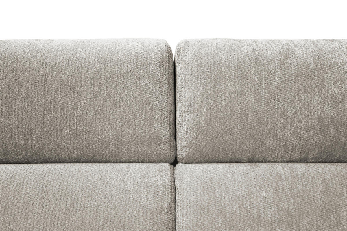 ECKSOFA Taupe Chenille Bettkasten, Schlaffunktion, Rücken echt, Kopfteilverstellung, Liegefläche im Originalstoff  - Taupe/Schwarz, KONVENTIONELL, Textil/Metall (265/206cm) - Carryhome