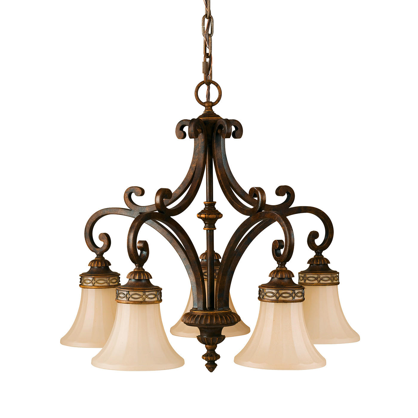 KRONLEUCHTER 63.5/66 cm    - Walnussfarben, Romantik / Landhaus, Glas/Metall (63.5/66cm) - Elstead Lighting