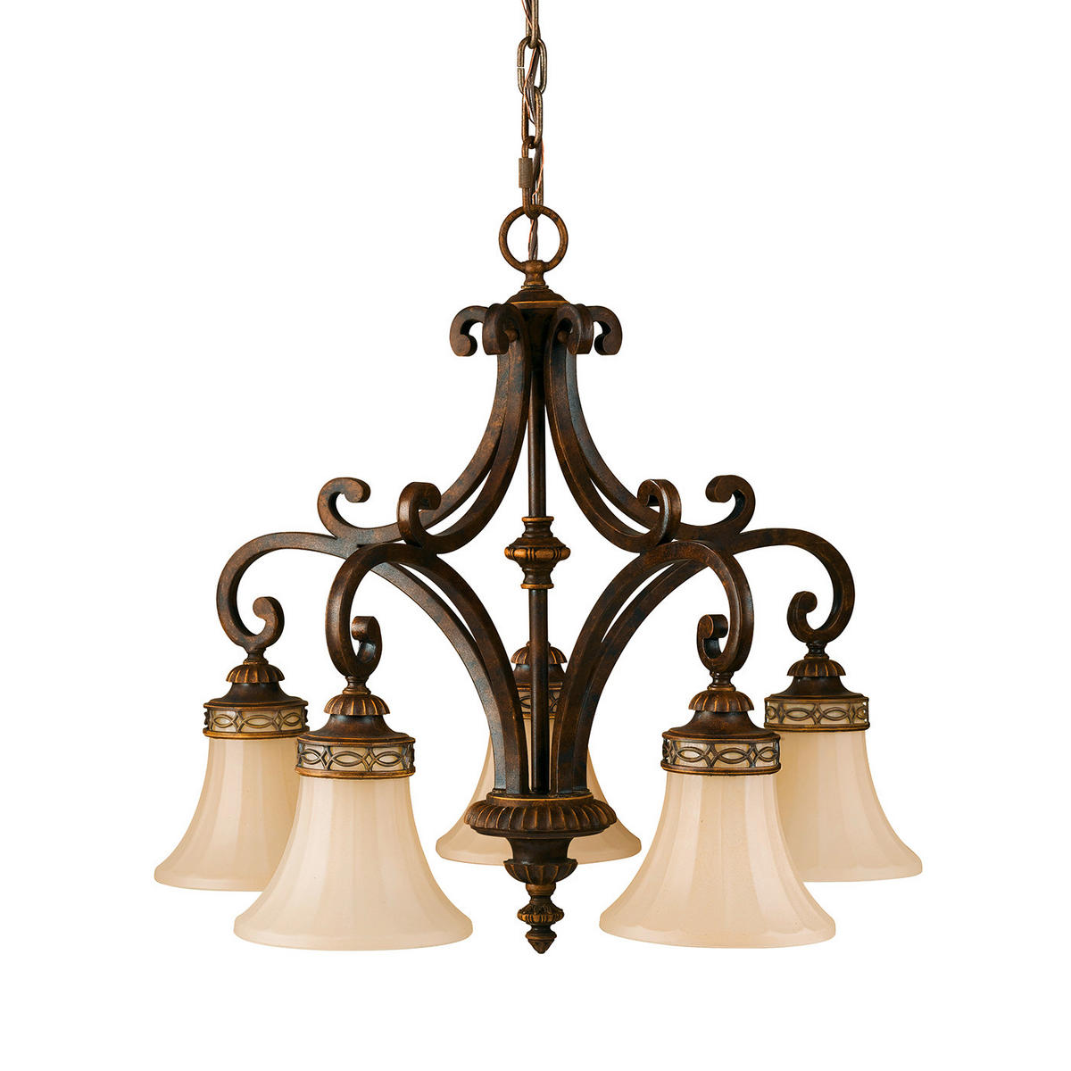 KRONLEUCHTER 63.5/66 cm    - Walnussfarben, Romantik / Landhaus, Glas/Metall (63.5/66cm) - Elstead Lighting