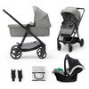 KINDERWAGENSET Newly 4 in 1  - Hellgrau/Schwarz, Basics, Metall (54/100/94cm) - kinderkraft