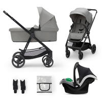 KINDERWAGENSET Newly 4 in 1  - Hellgrau/Schwarz, Basics, Metall (54/100/94cm) - kinderkraft