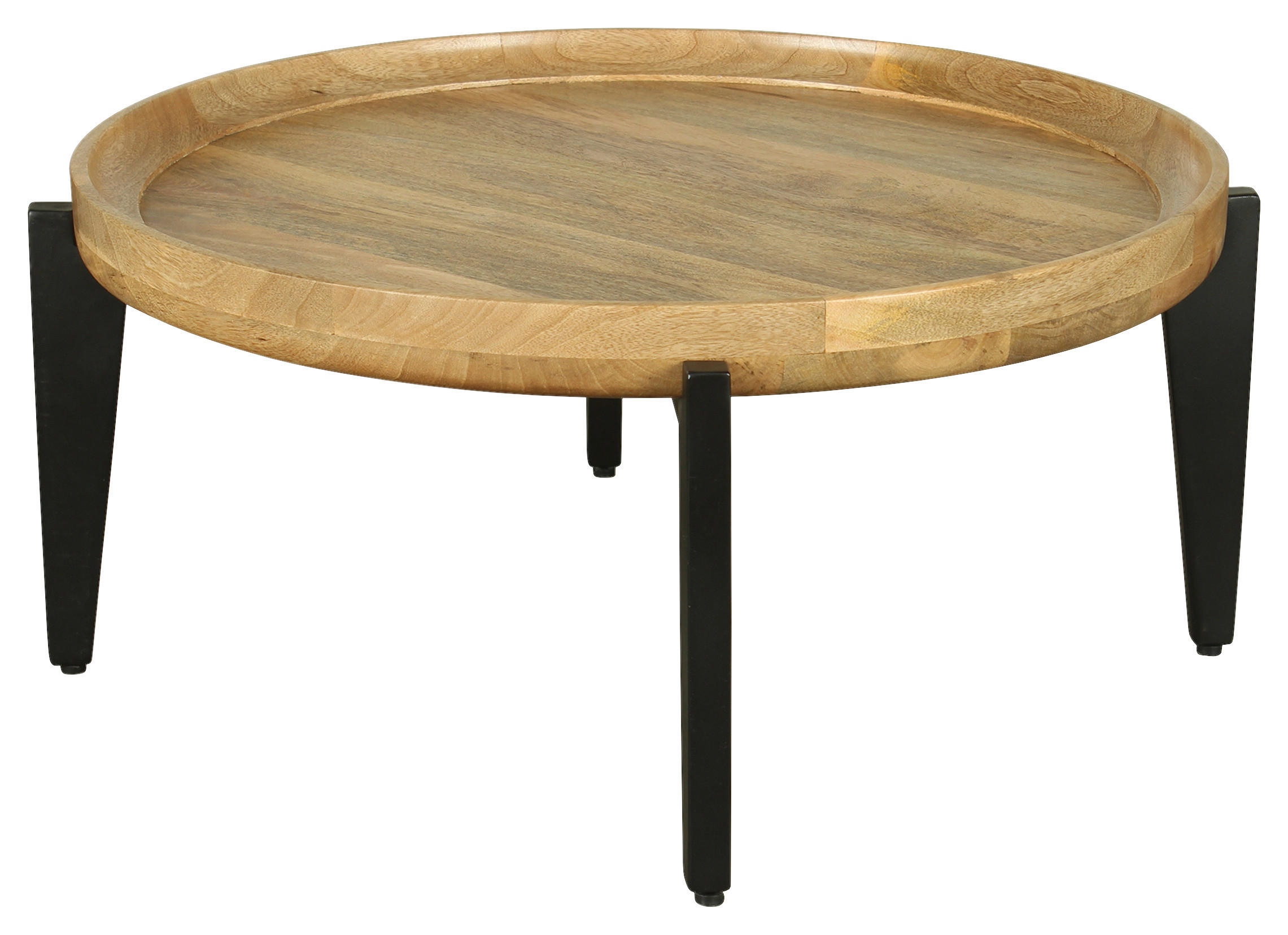 COUCHTISCH Mangoholz vollmassiv Hellbraun, Schwarz  - Hellbraun/Schwarz, Design, Holz/Metall (75/34cm) - Livetastic