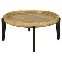COUCHTISCH Mangoholz vollmassiv Hellbraun, Schwarz  - Hellbraun/Schwarz, Design, Holz/Metall (75/34cm) - Livetastic