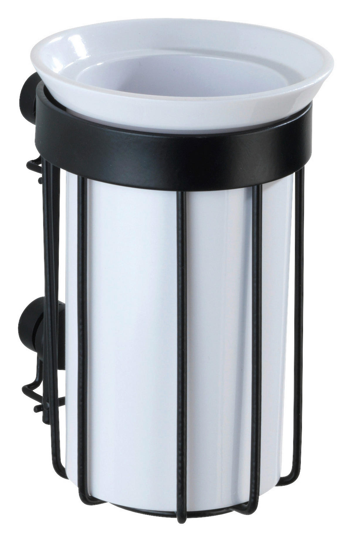 TANDBORSTGLAS metall, plast  - vit/svart, Basics, metall/plast (9/12/8cm)