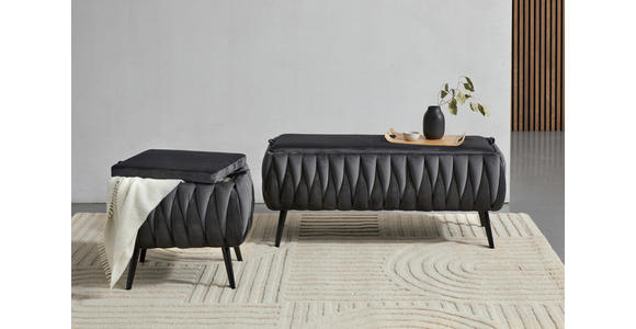 HOCKERBANK in Metall, Textil Schwarz, Dunkelgrau  - Dunkelgrau/Schwarz, Trend, Textil/Metall (110/46/45cm) - Xora