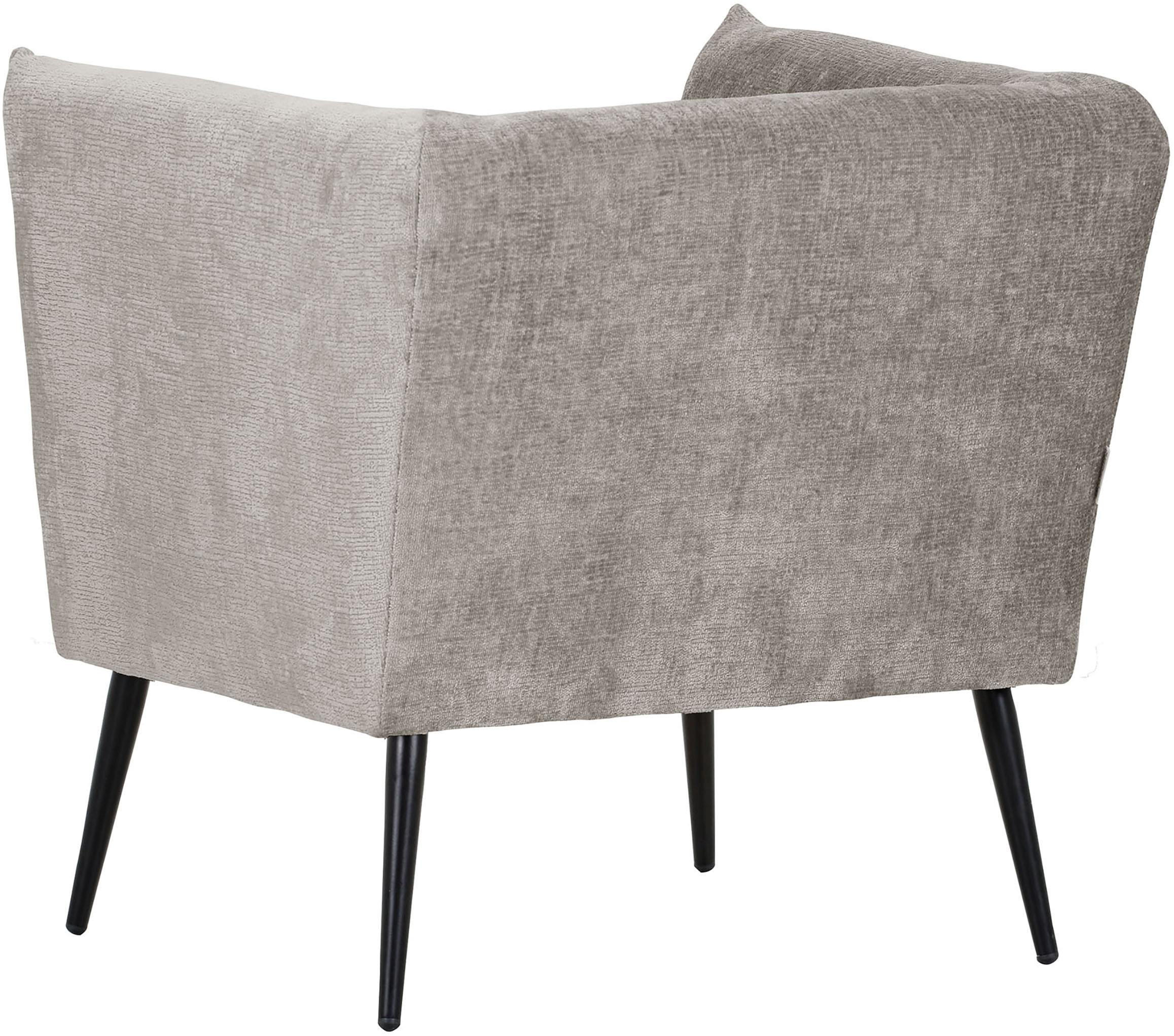 SESSEL in Chenille Hellgrau  - Hellgrau/Schwarz, Design, Textil/Metall (76/73/76cm) - Landscape