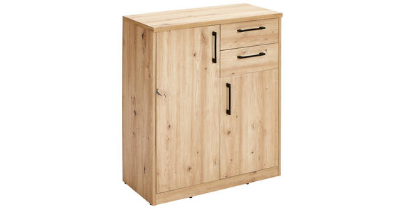 KOMMODE , 72/84/36 cm, 2 Schublade(n)  - Schwarz/Eiche Artisan, Basics, Holzwerkstoff/Kunststoff (72/84/36cm) - Xora