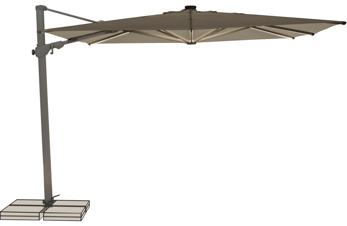 AMPELSCHIRM 300 cm  - Taupe/Silberfarben, Basics, Textil/Metall (300/300cm) - Suncomfort by Glatz