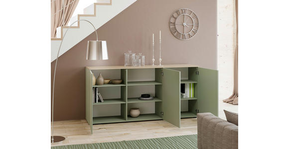 SIDEBOARD  181,7/89/43 cm  - Eichefarben/Schwarz, Design, Holzwerkstoff/Kunststoff (181,7/89/43cm) - Voleo