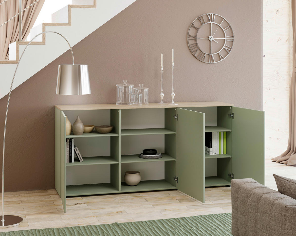 SIDEBOARD  181,7/89/43 cm  - grön/svart, Design, metall/trämaterial (181,7/89/43cm) - Voleo