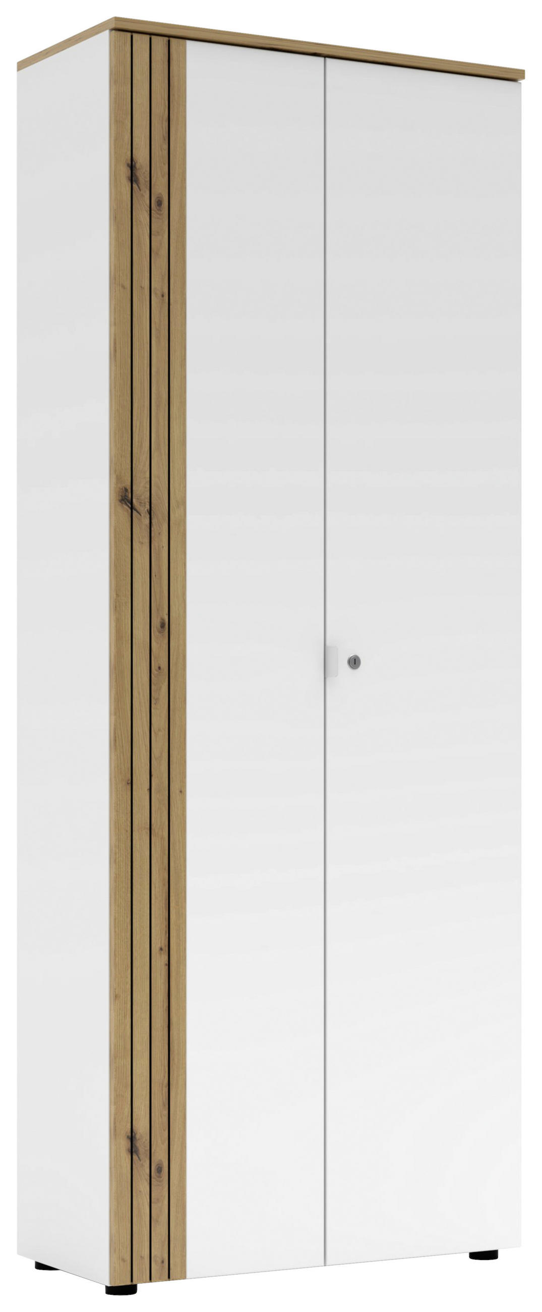 Voleo Aktenschrank Weiß, Eiche Artisan 75x198x38 cm