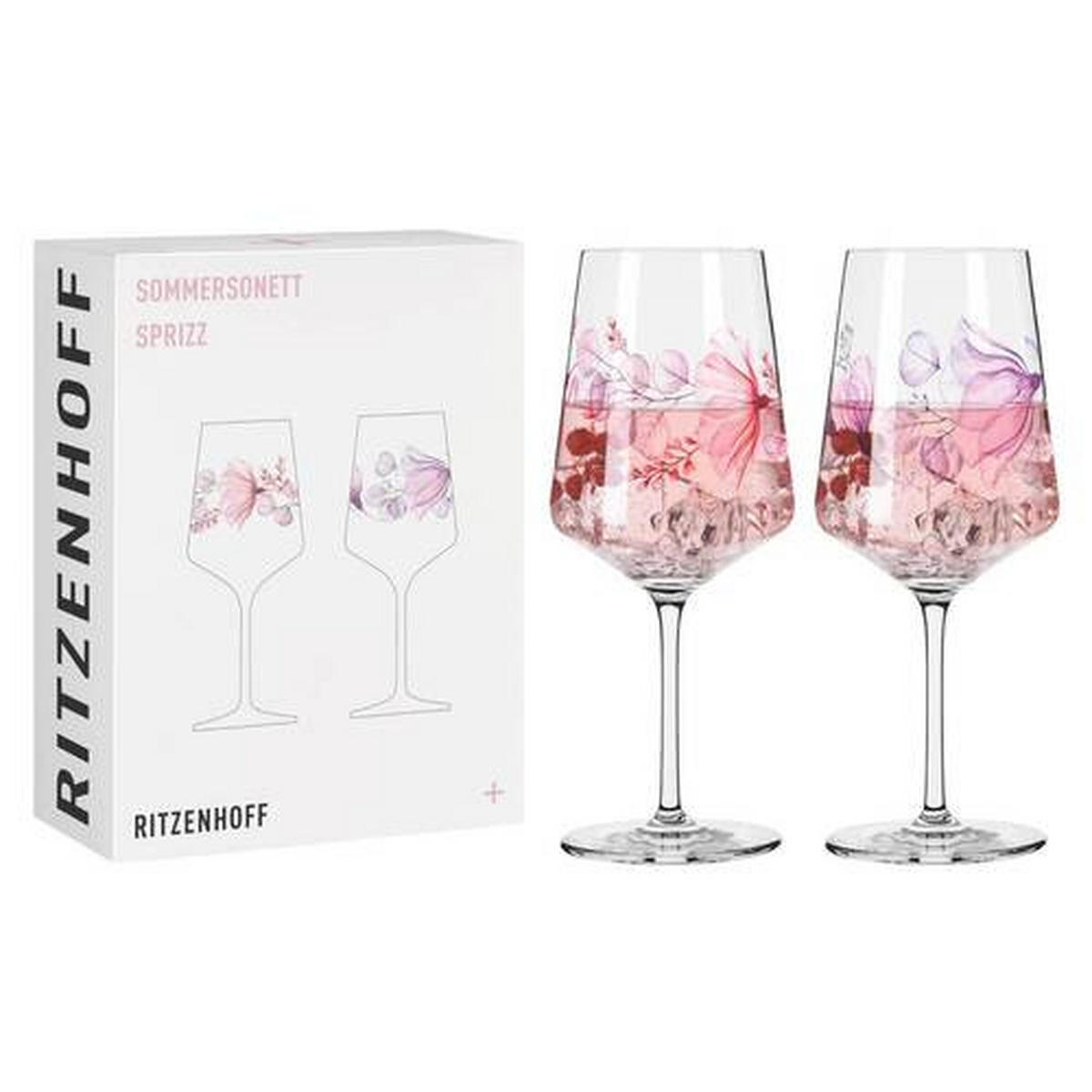 GLÄSERSET Sommersonett 2-teilig  - Pink/Transparent, Trend, Glas (9,3/22,5cm) - Ritzenhoff