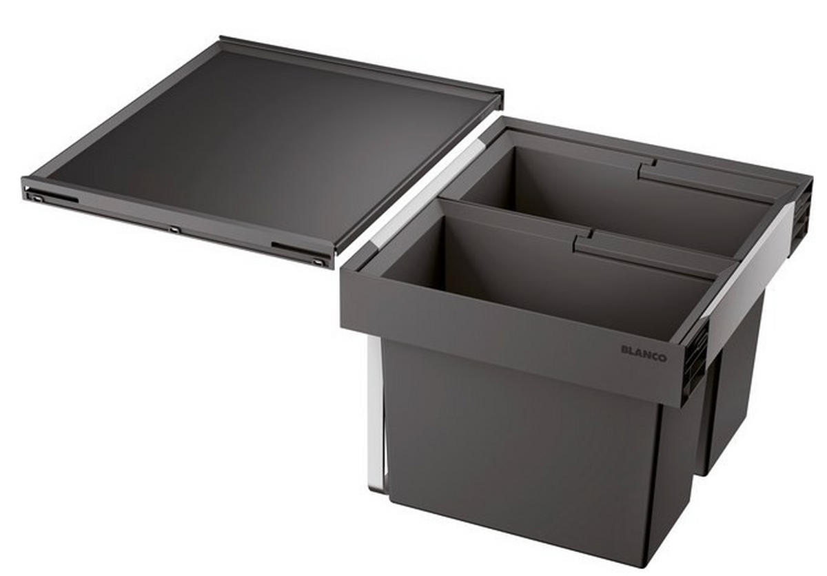 EINBAUABFALLSAMMLER 38 L  - Edelstahlfarben/Anthrazit, Basics, Kunststoff/Metall (46,2/37,1/40cm) - Blanco