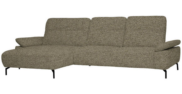 ECKSOFA in Chenille, Flachgewebe Grün  - Schwarz/Grün, Design, Textil/Metall (165/318cm) - Xora