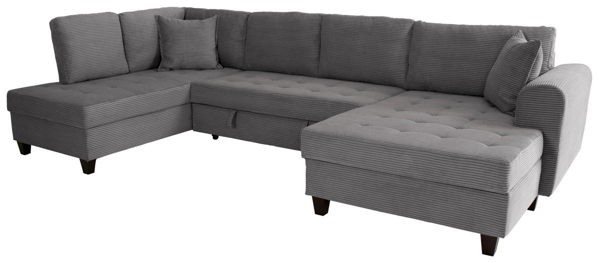 WOHNLANDSCHAFT MORITZ Grau Cord  - Grau, Trend, Textil (178/324/155cm) - P & B