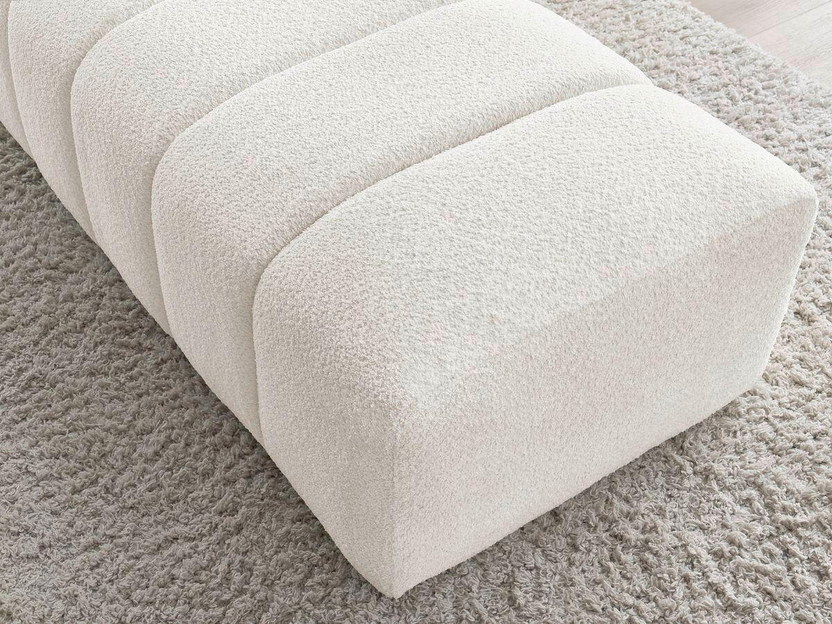HOCKER ANNECY Bouclé Weiß  - Schwarz/Weiß, MODERN, Kunststoff/Textil (140/45/70cm)