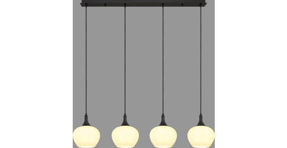 HÄNGELEUCHTE 100/18/120 cm - Schwarz/Weiß, Basics, Glas/Metall (100/18/120cm) - Novel