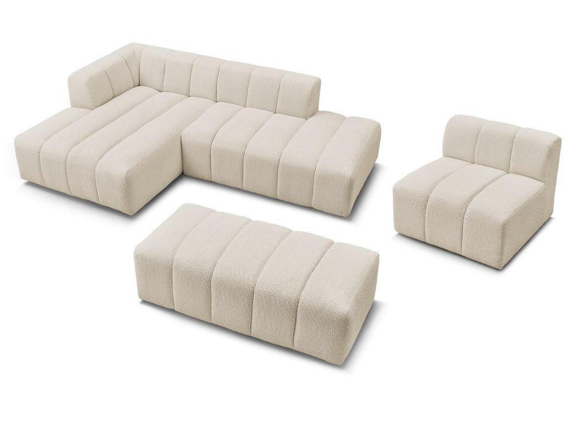 ECKSOFA Ottomane links  ANNECY Beige Bouclé  - Beige/Schwarz, MODERN, Kunststoff/Textil (170/262cm)