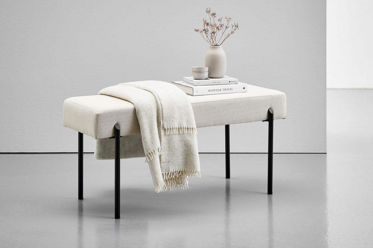 HOCKERBANK 100/45/35 cm Webstoff Beige  - Beige/Schwarz, MODERN, Textil/Metall (100/45/35cm) - Novel
